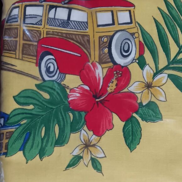 Contessa Balloon Valance Woodie Car Yellow Tropical Floral Curtain Tiki 72"x 15" - Picture 3 of 9